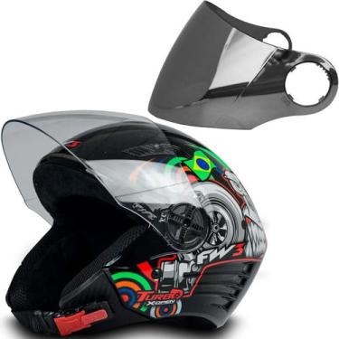 Imagem de Capacete Moto Aberto X Open Turbo Preto 60 Viseira Cromada - FW3