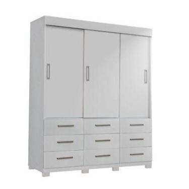 Imagem de Guarda Roupa 3 portas de correr e 9 gavetas ITAPEMA BRANCO - RUD RACK