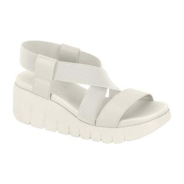 Imagem de Sandália Feminina Moleca Papete Plataforma Tiras Elásticos , Branco of