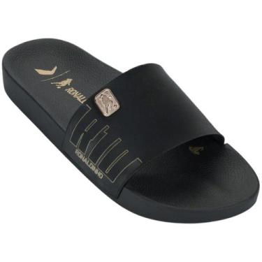 Imagem de Chinelo Masculino Slide Estilo Urbano Ronaldinho R10 Rider, Preto, Pre