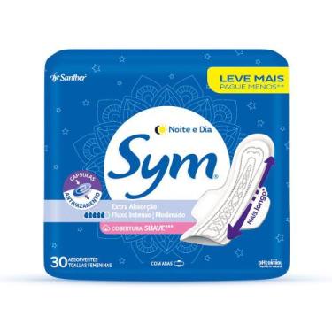 Imagem de Absorvente Noite & Dia Suave com Abas Feminino Sym 30 Unidades