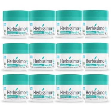 Imagem de Kit 12 desodorante creme herbissimo neutro antitranspirante 55g