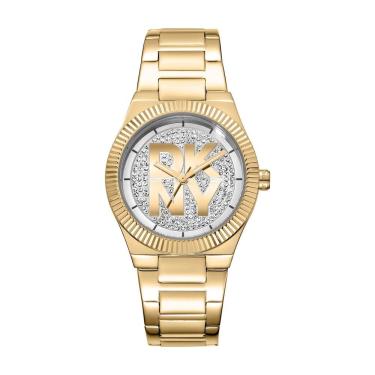 Imagem de Relógio Feminino The Modernist Analógico em Aço Inox Dourado com Mostrador Prata Donna Karan