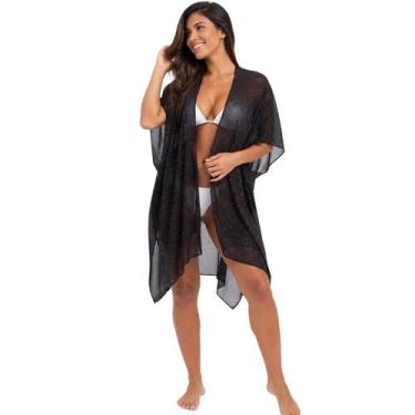 Imagem de Saída De Praia Feminina Kimono Transparente Brilho Piscina - - anjo da
