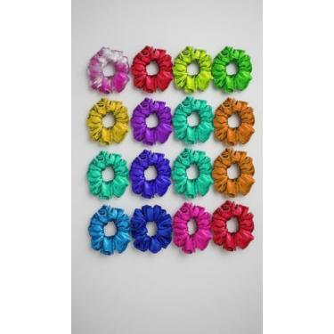 Imagem de Scrunchies Cetim Premium 30 Unidades Variadas Lisas - Congratulations 