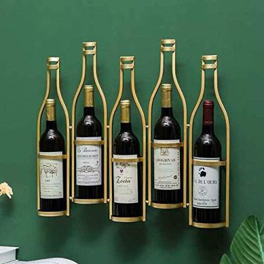 Imagem de Pkfinrd Continental Iron Retrô Estante de Vinhos para Parede Sala de Estar Prateleira Criativa para Vinho Bar Restaurante Bar Pendurar na Parede 65 * 10 * 52 cm Ornamentos (cor dourada)