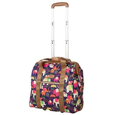 Imagem de Lily Bloom Designer Under the Seat Coleção de bagagens de cabine – 15 polegadas padronizadas bolsa de transporte para mulheres – mala leve com 2 rodas giratórias, Elephant Rain, One_Size