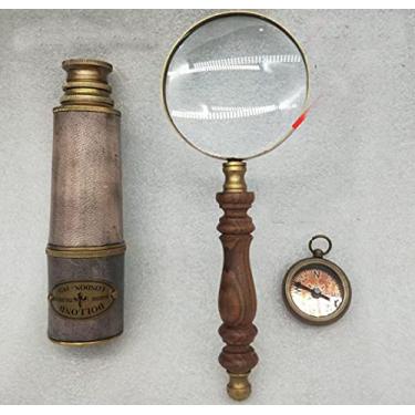 Imagem de Vidro pirata antigo náutico vintage London monocular de latão, vidro agnificante, visualização celestial de bússola - decoração de casa antiga