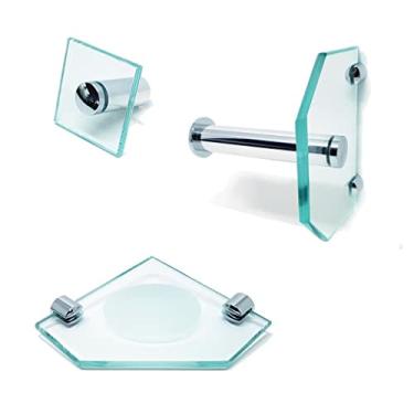 Imagem de Kit De Acessórios P/Banheiro 3 Pçs Em Vidro Incolor H602