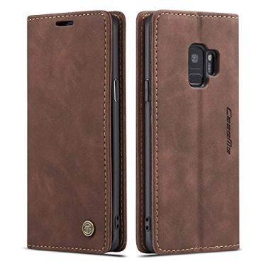 Imagem de Capa para Samsung Galaxy S9, capa carteira para Samsung Galaxy S9, capa protetora com suporte magnético, capa flip de couro com compartimentos para documentos e cartões de crédito para Samsung Galaxy S9, Coffee