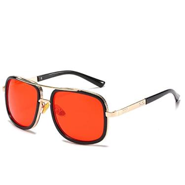 Imagem de Fashion Big Frame Sunglasses Men Square Metal Sun Glasses Women Retro Sun Glasses Vintage,9 Black,Red,china