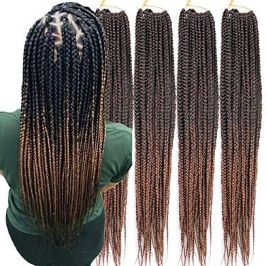 Imagem de Mayloss 6 Pacotes/lote (14/18/24/30) polegada 1 cm 20 Fios/pacote 3X Caixa Fina Trança Crochet Extensionin de Cabelo Diâmetro 3X Trança Sintética Extensões de Cabelo Crochet Tranças Cor de Cabelo (18 polegad, Azul)