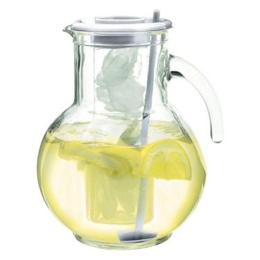 Imagem de BORMIOLI ROCCO KUFRA JARRA COM ACESSÓRIOS 22x17x17cm 2L VIDRO TRANSP TAMPA BRANCA