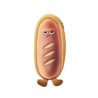 Imagem de Estojo de lápis Kawaii com pão fofo brinde com pés desenho engraçado baguete estética grande capacidade organizador de artigos de papelaria japoneses materiais bolsa bolsa suprimentos para escritório acessórios (C)