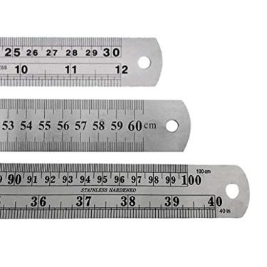 Imagem de Kit Réguas Aço Inox 30cm 60cm 1 Metro Artesanato Patchwork
