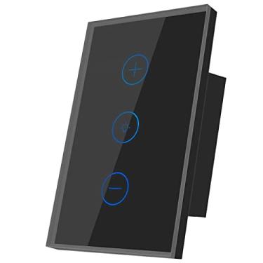 Imagem de Wi-Fi Smart Dimmer Switch, Interruptor Smart Touch 3 Botões, Interruptor de luz de parede inteligente,Não é necessário um centro, Precisa de fio neutro, Compatível com Alexa Google home (Rectangular, Black)