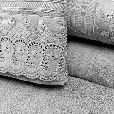 Imagem de Jogo Toalhas Banho Gigante Buettner Cristal Renascença 5pç - Cinza Prata