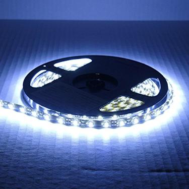 Imagem de SOCAL-LED 5 M 16,4 pés Faixa de LED Branco flexível High Power Bright 300 SMD 5050 com fita dupla face, IP65 à prova d'água, cortável, PCB preto