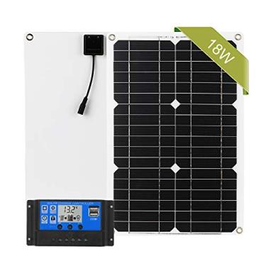 Imagem de Tingpai Placa de carregamento solar de 18 W + sistema USB duplo + controlador (devido a diferentes lotes de produção, as linhas no painel solar são diferentes e as funções são as mesmas)