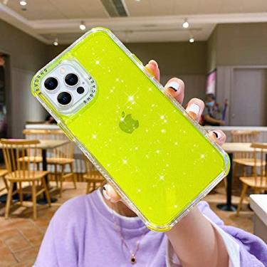 Imagem de Capa de telefone transparente fluorescente glitter de luxo para iphone 13 12 11 pro max 12pro x xr xs max 7 8 plus se 2020 capa traseira macia, verde, para iphone12 pro max