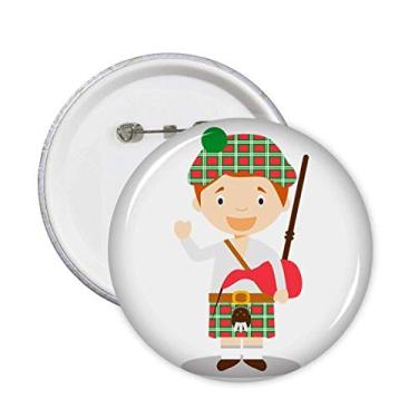 Imagem de Broche de desenho animado vermelho verde Escócia emblema botão decoração acessório 5 peças