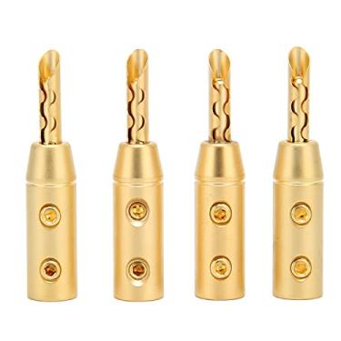 Imagem de Teuopioe 4pcs BFA Plugue Banana, plugues AV para 7mm de diâmetro do cabo, Plugue Banana banhado a ouro de latão, conectores de fio de alto-falante de parafuso aberto, conector de fio de receptores