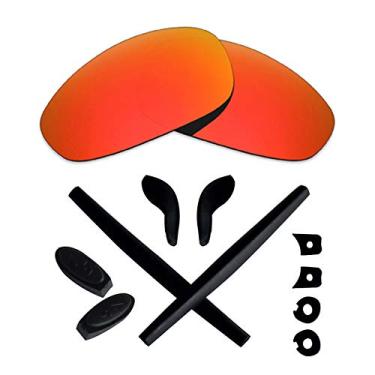Imagem de Lentes de reposição e kits de borracha Mryok para óculos de sol Oakley Juliet – Opções, Fire Red Polarized Lenses & Black Rubber Kits, One Size