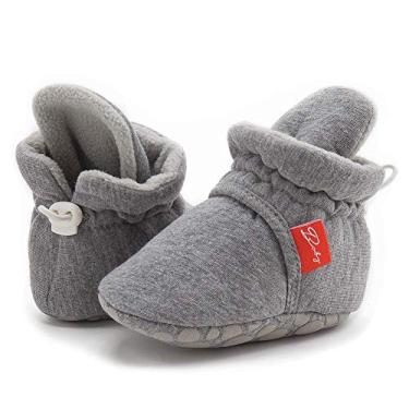 Imagem de Babelvit Botas de flanela macias para recém-nascidos, sapatos, meias antiderrapantes, para bebês e crianças pequenas, 4094 Navy Grey, 6-12 Months Infant