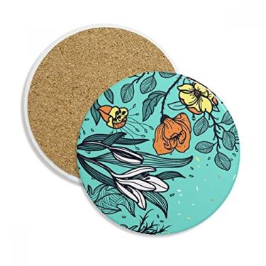 Imagem de Modern Art Lily Camélia Caneca de desenho porta-copos com proteção de mesa Pedra absorvente