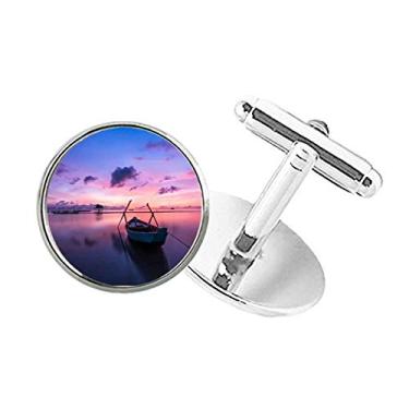 Imagem de DIYthinker Abotoaduras com fecho de botão redondo e clipe de punho com imagem da natureza