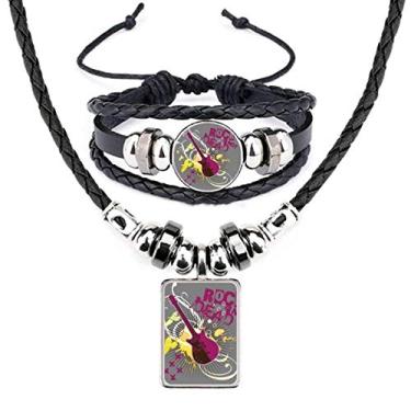 Imagem de Conjunto de joias de pulseira de couro para instrumento de música de rock