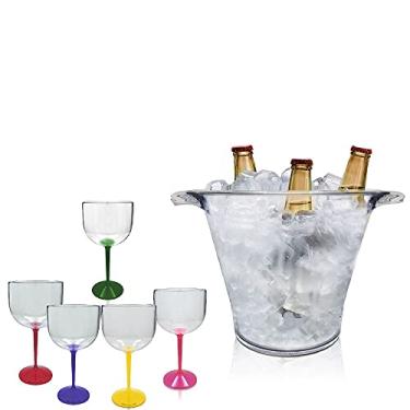Imagem de Kit Balde de Gelo e 5 Taças Gin Colorida Acrílico