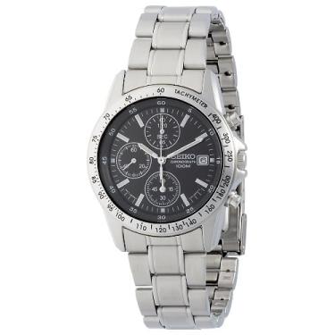 Imagem de Seiko Relógio de pulso com cronógrafo de quartzo, modelo internacional, importado inversamente, Cor do mostrador - preto, 1個, À prova d'água para uso diário