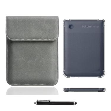 Imagem de enoxboo Capa para Kobo Clara 2e, 6 Polegadas 2022 Liberadas, Choques Slim Lim Clear Back Lightweight Matte Grip Lados TPU Bumper para Ereader, Vem com Uma Bolsa de Manga