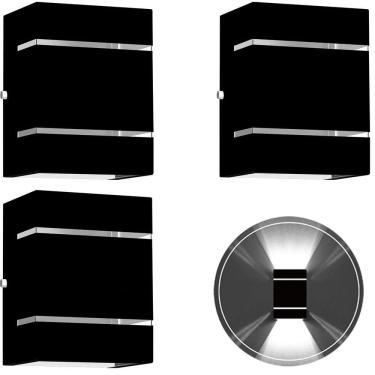 Imagem de 3 Arandelas Externa 2 Frisos Foco Fachos Parede Muro Preto