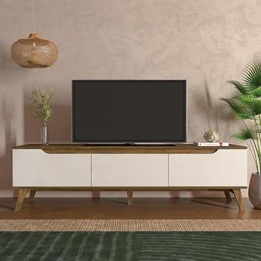 Imagem de Rack para Tv até 75 Polegadas 180cm 2 Portas 1 Gaveta Liverpool Yescasa Off White/pinho