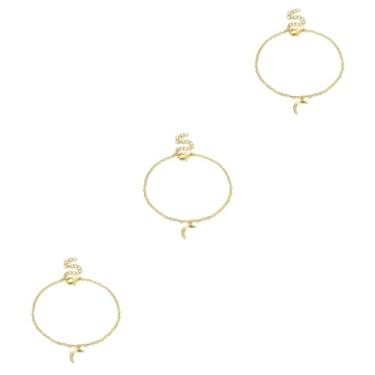Imagem de 3 Pecas pulseiras ajustáveis pulseira de joias pulseira de corrente pulseira da lua bracelete dourado Pulseira de metal pulseiras simples ouro chapeamento de cobre 18k