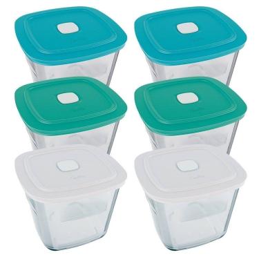 Imagem de Tigela Marinex Facilita Vap Alta 1L 4000721 Com Tampa| Cores  - Embalagem Com 6 Peças