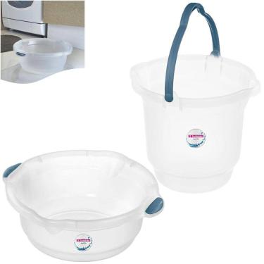 Imagem de Kit Balde 12 Litros Bacia Plástica Para Limpeza Casa Lavanderia - Sanremo