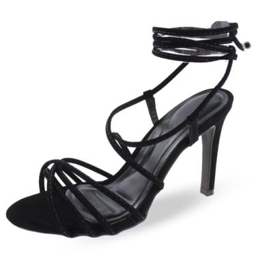 Imagem de Sandália Re&Ton Salto Fino Amarração Delicada Feminina FN22 (Preto, BR, Adulto, Numérico, 37)
