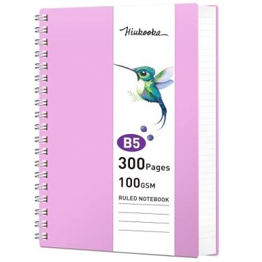 Imagem de HIUKOOKA Caderno espiral B5 – Cadernos pautados para faculdade para trabalho, caderno de 300 páginas, diário de 19 x 25,8 cm, caderno de capa dura 100 g/m², diário para escrita feminina, anotações (roxo)