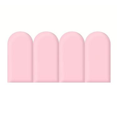 Imagem de PINJIE Acolchoamento de parede para crianças com autismo, 4 peças de painéis de parede estofados para cabeceira de cama, decoração de berçário, adesivos de parede 3D para sala de jogos, clube de dança (40 x 20 cm, rosa)