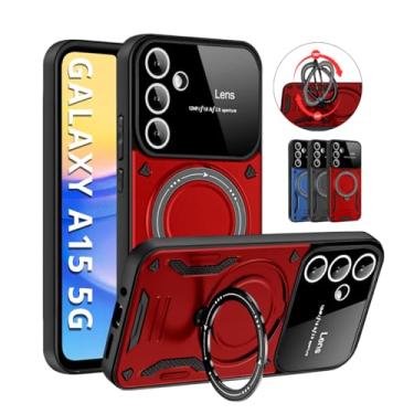 Imagem de Capa Capinha Case Armor Anel Magnetica Safe Para Galaxy A15 5G (Tela 6.5') + Anel Suporte + Proteção De Câmera - Anti Impacto (Vermelho)