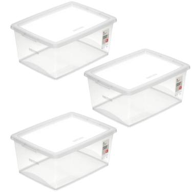 Imagem de Kit 3 Caixas Organizadoras 15L Plástico com Tampa My Closet
