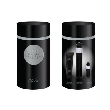 Imagem de Perfume Perry Ellis 360 Black para homens, 100 ml, conjunto de presente de 3 peças