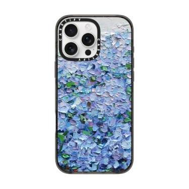 Imagem de CASETiFY Impact capa para iPhone 16 Pro Max [fina/proteção contra 2,5 m de queda, 4 vezes proteção de grau militar/Compatível com Magsafe], Nantucket Blue Hydrangeas, preto transparente