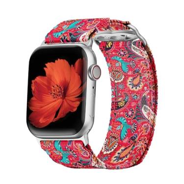 Imagem de Cuzow Pulseira feminina de relógio Apple de 38 mm, 39 mm, 40 mm, 41 mm, 42 mm, 44 mm e 45 mm, pulseira de nylon boho para iPhone Watch, séries 9, 8, 7, 6, 5, 4, 3, 2 e SE