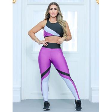 Imagem de Conjunto Esportivo Feminino com Calça Legging e Cropped com Recorte Co