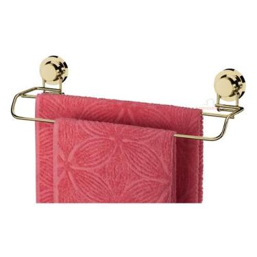 Imagem de Suporte Porta Toalha Toalheiro Duplo 45cm Com Ventosa Parede Banheiro 