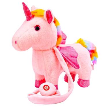 Imagem de Unicórnio Pelúcia Com Mecanismo Som E Movimento Caa Toys, Rosa
